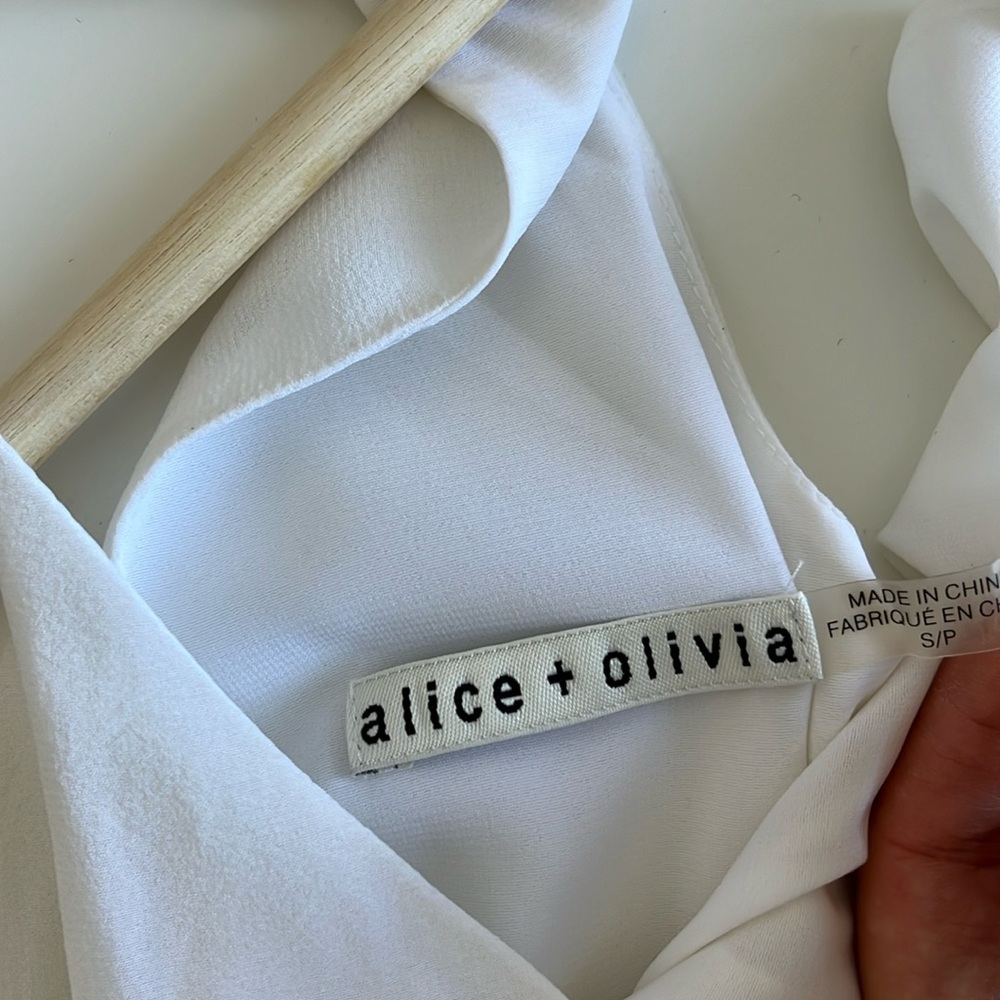 Alice + Olivia White fierra y back tank Silk Slip Dress Size Small - Picture 8 of 12